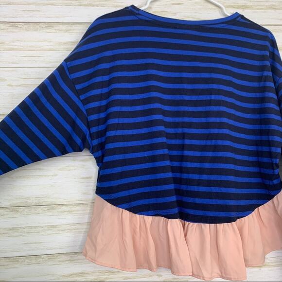 Deletta Striped Peplum Long Sleeve Top - Picture 8 of 8